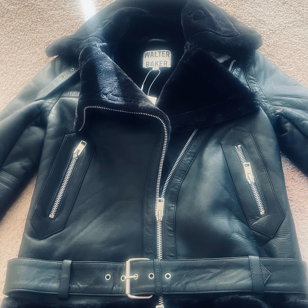 Walter Baker Black Shearling Leather Jacket
